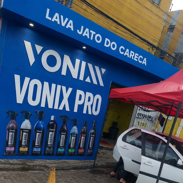 Fachada Lava-Jato do Careca com produtos Vonix Pro